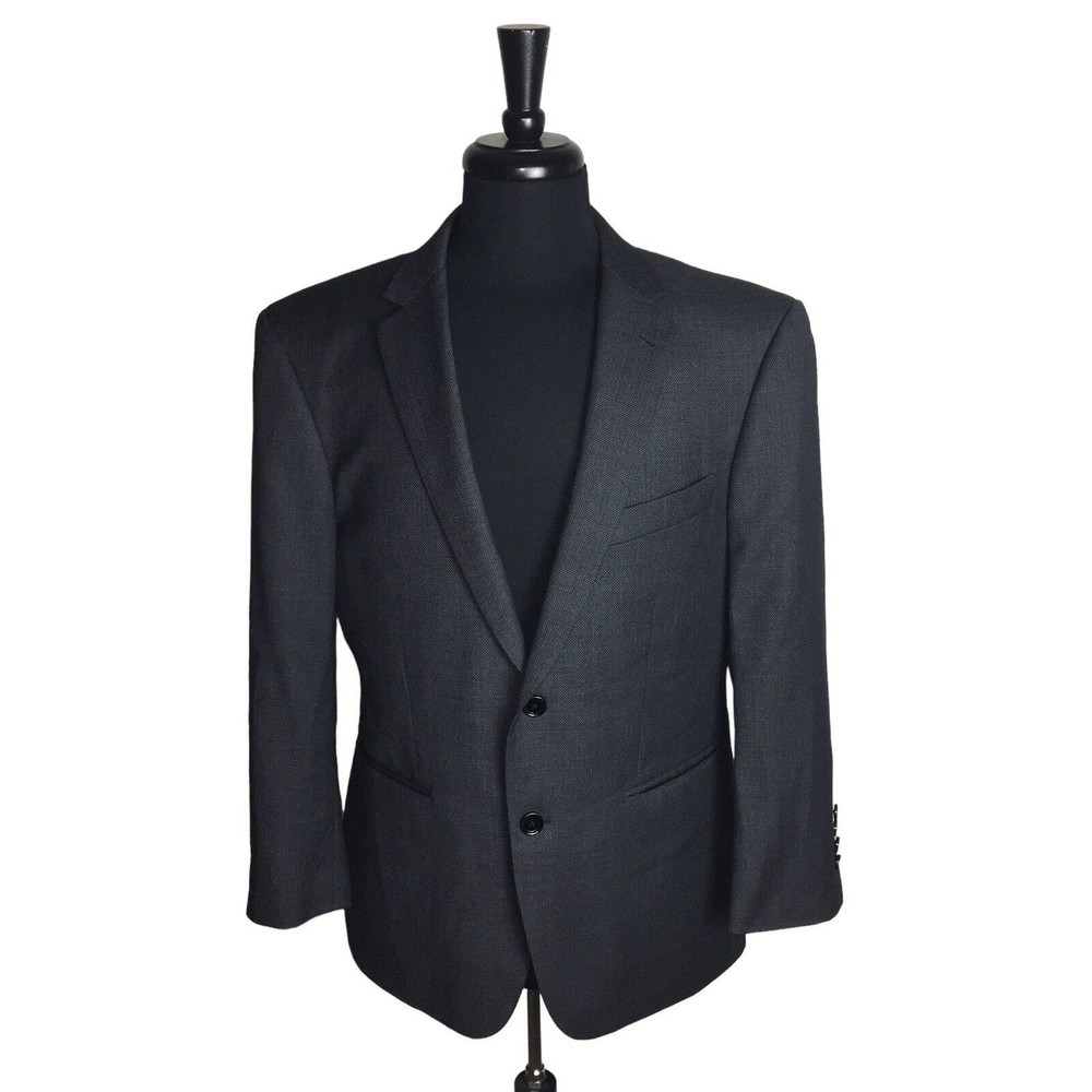 Indochino Working Cuffs 100% Wool Gray Sport Coat Blazer Jacket 40R